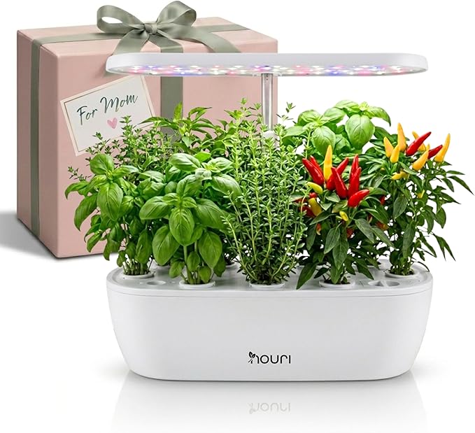 Nouri Hydroponics Growing System, 12 pod APP Smart Indoor Herb Garden Kit with LED Grow Lights, Hydroponic Herb Garden Indoor for Plant Lovers, Gardeners, Kitchen, Tomato Seeds Included