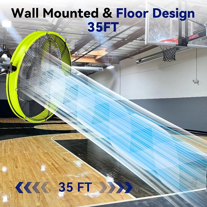 20" High Velocity Metal Floor Drum Fan, 4500 CFM Heavy Duty Industrial Shop Fan, 3 Speed, 360 Degree Tilt, Wall Mounted & Floor Design for Warehouse, Commercial, Barn, Garage - UL Safety Listed