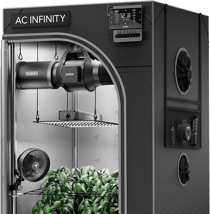 AC Infinity AI Grow System 2x4, 2-Plant Kit w/Self-Learning AI Controller, Dynamic Airflow & LM301H LED Lighting Control, 2000D Mylar Tent w/Lab-Tested Reflectivity, Largest Zippered Window