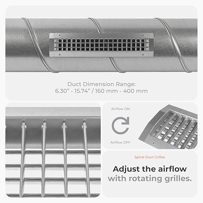 17" x 3" Aluminum Supply/Exhaust Grille for a Round Spiral Duct - Heavy Duty Grill Cover with Adjustable Louver Blades - HVAC Air Return Ventilation Register for Home, Office, Bathroom