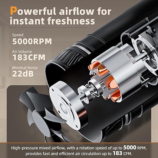 4 Inch Inline Duct Fan Kit with Speed Controller, Quiet DC-Motor Ventilation Exhaust Fan for Heating Cooling Booster, Grow Tents, Hydroponics Comes with Base Cord Screw