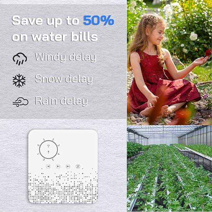 8 Zone Smart Sprinkler Controller WiFi Irrigation Controller, Weather-Based Watering, App Assistant Control, Sprinkler Timer for Garden Yard, Auto Rain Delay