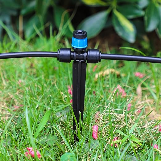 Bonviee 1/4” Drip Irrigation Stakes – 30 Pack, Tubing Holder with Adjustable Height, Prevents Clogging, Easy Install, for Raised Beds, Gardens & Hydroponics