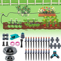 MYMULIKE 99FT Drip Irrigation System, 1/2" Main Pipe & 1/4" Branch Pipe, Adjustable Drip Emitters, Automatic Irrigation Kit Garden Watering System for Flower Bed, Raised Beds, Lawn, Greenhouses