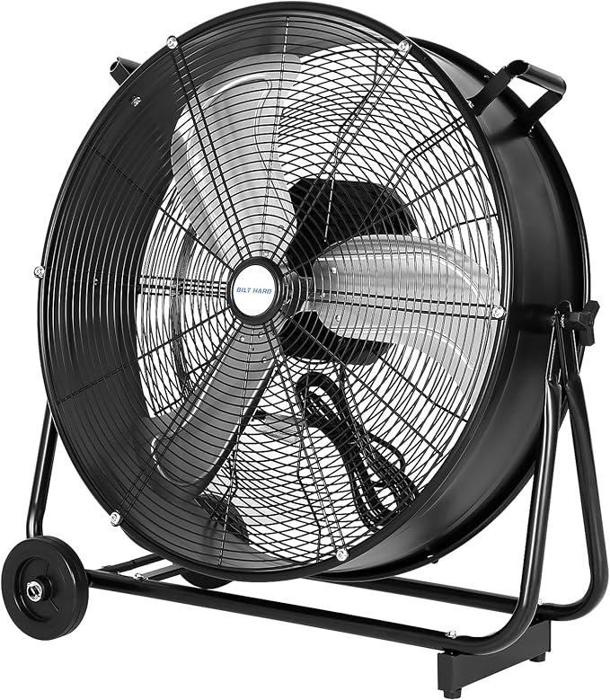 BILT HARD 24" Ultra Quiet Variable Speed High Velocity Drum Fan, DC Motor, 7800 CFM Industrial Heavy Duty Shop Fan for Warehouse, Workshops, Garage, Factory, UL Safety Listed