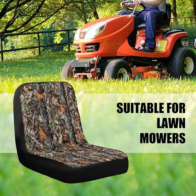 Classic Hunting Riding Lawn Mower Tractor Seat Cover, Wheatherproof Padded Cover Comfort fits Most Lawn Mower Seat Backrest with Storage Pockets