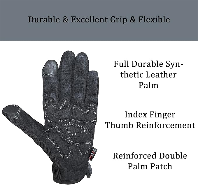 SKYDEER Touch Screen Leather Work Gloves for Women, Impact Protection, Vibration Reduction, Machine Washable Gardening Gloves (SD8821G/L)