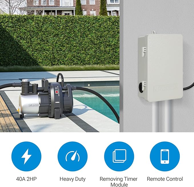 DEWENWILS Pool Timer, WiFi Smart Switch, Heavy Duty 40A 120-277 VAC 2HP, Compatible with Smart Phone, Alexa, Google Assistant, ETL Listed
