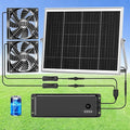 Solar Fan with Battery, 5.5" Solar Fan for Greenhouse & Chicken Coop, Rechargeable Solar Fans for Outside, Solar Powered Exhuast Fans for Outdoor Doghouse Shed Circulation Ventilation Cooling