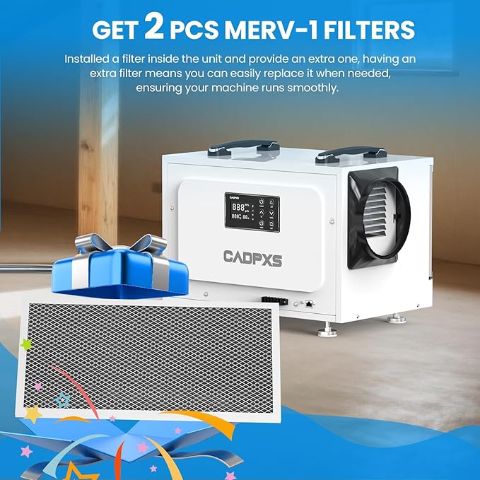 CADPXS Crawl Space Dehumidifier, 125 Pints Commercial Dehumidifiers with Drain Hose, Dehumidifier for Crawlspace, Basements & Water Damage Use, Auto Defrost, cETL Listed, 5 Years Limited Warranty