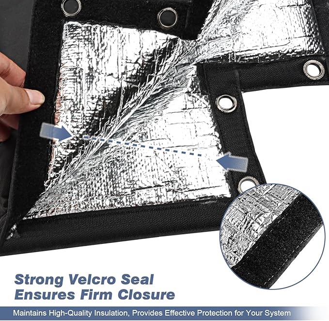 Insulated Backflow Preventer Cover- All-Season Pressure Vacuum Breaker Protection Pouch- Ideal for Water Wells and Sprinkler Valves- Shields from Sun & Freezing Temperatures- 12''W x 13''H (Black)
