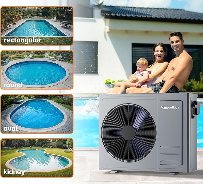 35100 BTU Pool Heat Pump Above Ground Pool Heater 10000 Gallon Electric Pool Heater For Inground Pool 220V WiFi Control Schedule