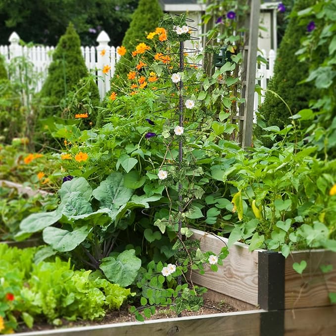 Outdoor Metal Trellis for Climbing Plants, Heavy Duty Rustproof Garden Trellis 45inch, Sturdy Plant Support for Roses, Ivy, Tomatoes, Cucumbers, Flowers 2pcs Black