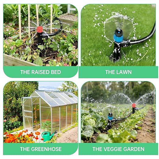 Automatic Drip Irrigation System for Garden, 65ft Garden Watering System with 1/4" Tubing & Sprinklers, Drip Irrigation Kit for Outdoor Plants, Raised Beds, Greenhouse,Patio