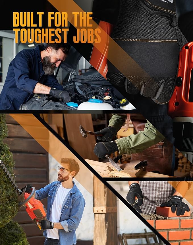 Safety Work Gloves with Secure Fit, Flexible Grip for Multi-purpose Use, Durable Touchscreen Heavy Duty Lightweight