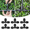 MIXC 1/2 Inch Drip Irrigation Tee Fittings, Drip Line Barbed Locked Tee Connectors, Anti-Leak 3 Way Irrigation Parts for 1/2 Inch Drip Irrigation Tubing System Connection 6 Pack