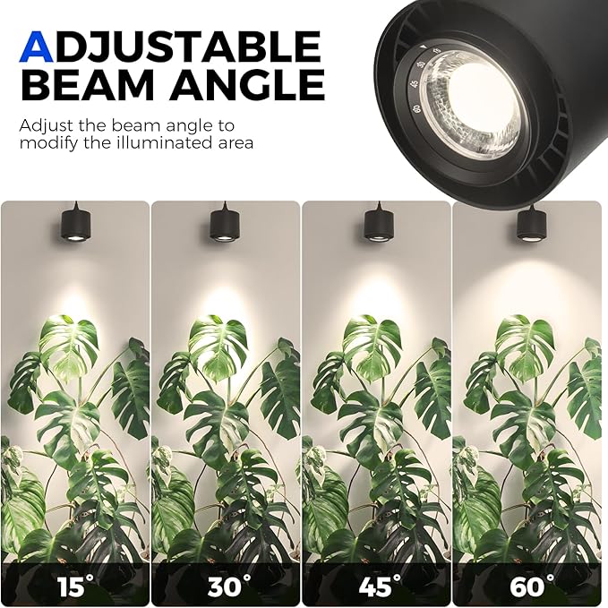 Barrina TR40 Hanging Grow Lights for Indoor Plants, 4000K Full Spectrum 40W, Adjustable Beam Angle 15°-60°, High PPFD, Mechanical Timer, Plant Lights for Indoor Growing for Large Tall Plants, Black