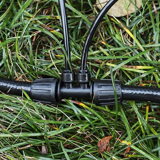 Bonviee 10 Pack 5/16” to 1/4” Reducing Tee Connectors, Split 5/16” Tubing into Two 1/4” Branches, Push-to-Connect Fast Install Drip Irrigation Fittings, Leak-Proof Adapter for Garden, Lawn, Greenhouse