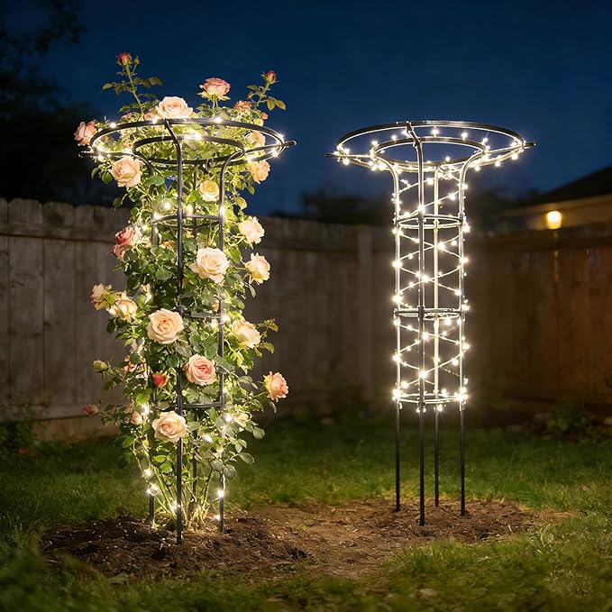 57.1 Inch Garden Trellis for Climbing Plants Outdoor,Umbrella Trellis for Potted Plants,Height Adjustable,Mushroom Top Trellises for Vines,Rose,Clematis,Pea,Bean,Tomato