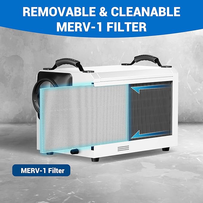 145 Pint Commercial Dehumidifier with Drain Hose for Crawl Spaces, Basements, Industry Water Damage Unit Restoration for up to 6000 Sq.Ft, Auto Defrost, Memory Starting(Gift Directional Wheels)