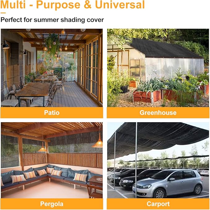 UCINNOVATE Sun Shade Net 90% Sunblock Shade Cloth, 10x13 FT Durable Plant Mesh Shade Fabric UV Resistant Shade Screen with Grommets for Greenhouse Patio Lawn Garden Parking Yard Barn or Dog Kennel
