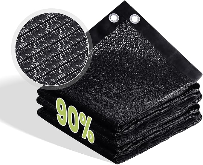 90% Patio Shade Cloth, Outdoor Sun Shade Fabric with Grommets, UV Protection for Backyards, Chicken Coop, Greenhouse, Carport, Garden, Mesh Tarp 3×6 FT, Black