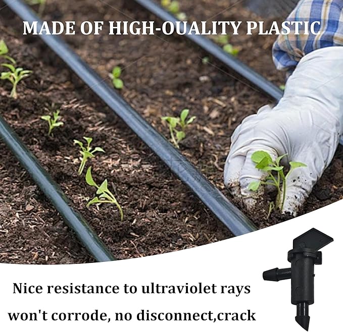 80Pcs 1GPH Drip Emitter Garden Flag Irrigation Drippers, 4L/H Sprinkler System Parts for 4/7mm Tubing, Adjustable Flow for Trees, Shrubs, Lawn, Vegetable Gardens, Black