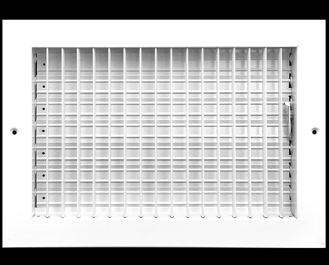 HVAC Premium 12''w X 8''h Adjustable AIR Supply Diffuser - HVAC Vent Cover Sidewall or Ceiling - Grille Register - High Airflow - White [Outer Dimensions: 13.75''w X 9.75''h]