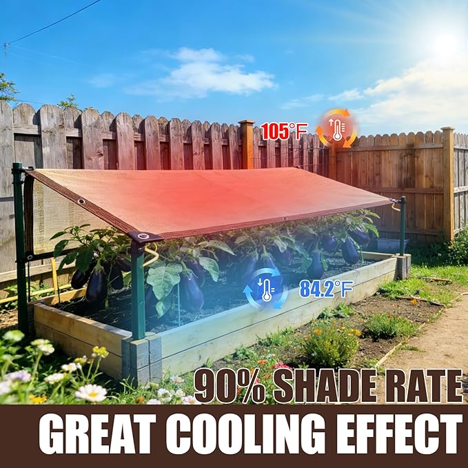 90% Sun Shade Cloth for Garden, 8 * 13FT Heavy Duty Shade Tarp with Grommets & Reinforced Edges - UV Resistant Sunblock Net for Patio, Backyard, Greenhouse, Kennel, Pergola, Yellow
