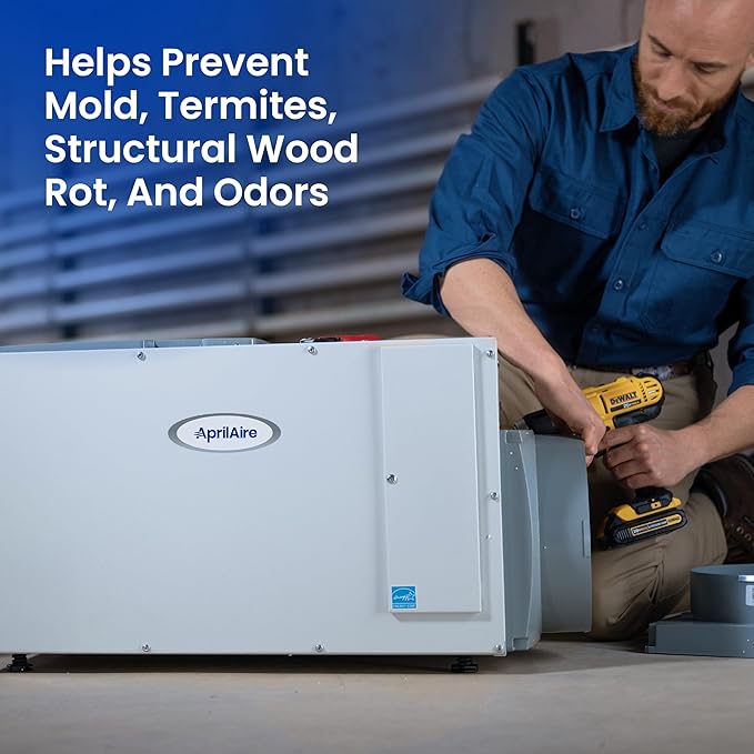 AprilAire E100 Pro 100-Pint Whole-House Dehumidifier + Model 76 Wall Mount Control, Commercial-Grade Dehumidifier for Basement, Crawlspace, or Whole House up to 5,500 sq. ft.