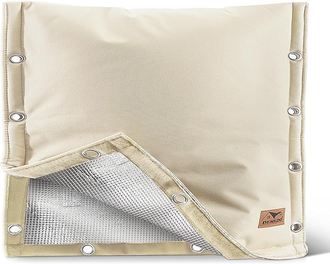Backflow Preventer Insulation Cover - 3 Way Opening Pipe Insulation Cover for Irrigation Valve, Sprinkler Cover for Outside - Winter Freeze Protection Backflow Cover - 21" W x 16" H, Beige