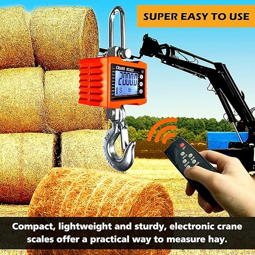 YATOINTO 2200lb Digital Crane Scale High Precision Heavy Duty Industrial Hanging Scale with Remote Control Aluminum Case CE Certified Electronic Weighing Crane Scale, for Garage Farm Hunting (Orange)