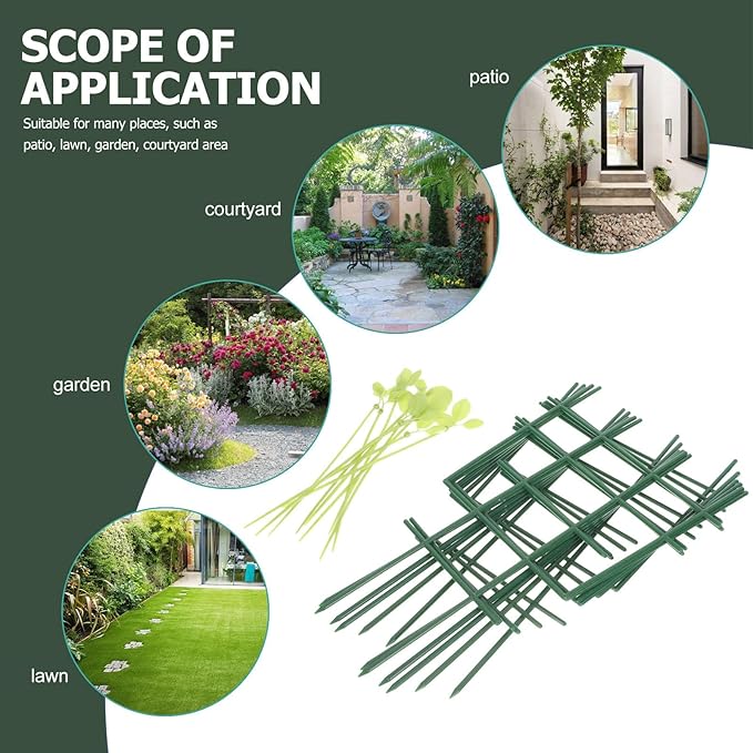 Plant Climbing Support Trellis with 6 Plastic Frames and 10 Leaf Ties Garden Stake for Climbing Vine Plants Indoor and Outdoor