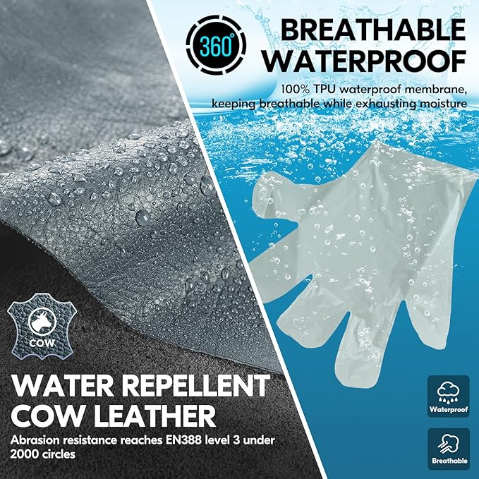 Vgo... 1 Pair -20℃/-4°F COLDPROOF,Winter Work Leather Gloves,Impact Gloves,Anti-Vibration,Water Resistant(CA7722FW)