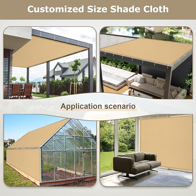 LOVE STORY Shade Cloth 3/6/8/10/12/20FT Sun Shade Cloth with Grommets Pergola Shade Cover 95% UV Protection for Patio Outdoor, 6x8 FT Sand
