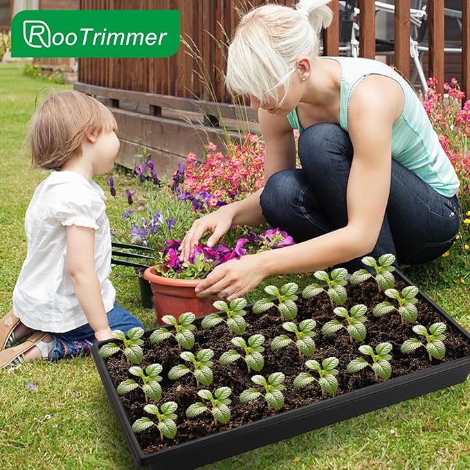 RooTrimmer Seed Starter Kit - 10 Pack 1020 Seed Trays with 2 Seedling Heat Mats for Plants (10"x20.5"), Complete Seed Germination Kit for Indoor Gardening, Greenhouse Accessories Gardening Gifts