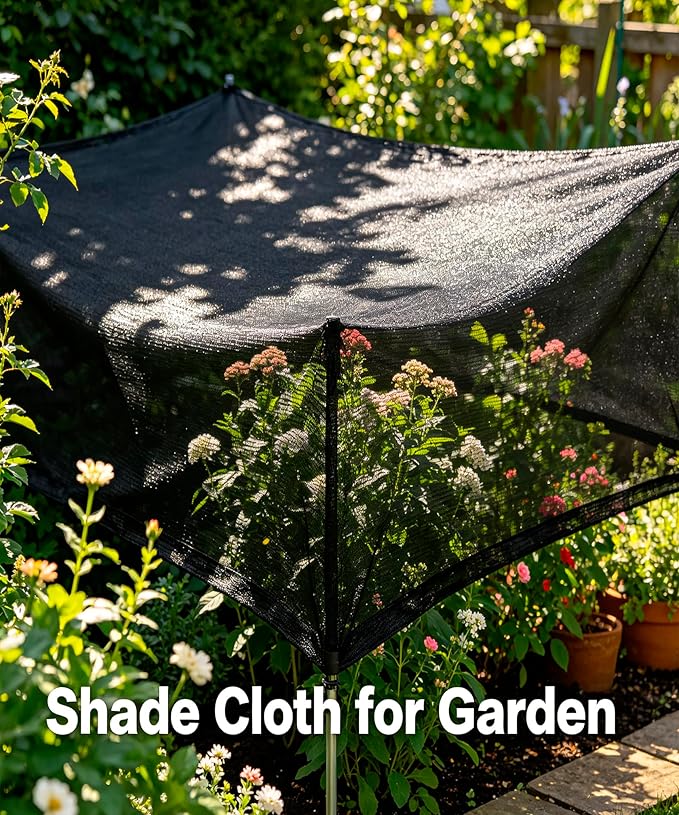 e.share Sun Shade Cloth, 40%-50% Sun Block Mesh Net, 6.5FT x 6FT Breathable Black Screen for Garden Greenhouse Patio Plants Vegetables Flowers
