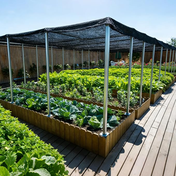 55% Shade Cloth for Garden,HDPE Cuttable Sun Shade for Plants,Mesh Garden Shade Cloth for Greenhouse Vegetables,Plant Heat Protection Black Cover for Patio Raised Bed (10×50FT)