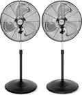 Hurricane 2-Pack Pro High-Velocity Oscillating Metal Stand Fan w/ 3-Speed Setting, 20" - Heavy-Duty Cooling Pedestal Unit w/ 4500 CFM, Adjustable Tilt & Height for Home, Garage, Gym & Workshop