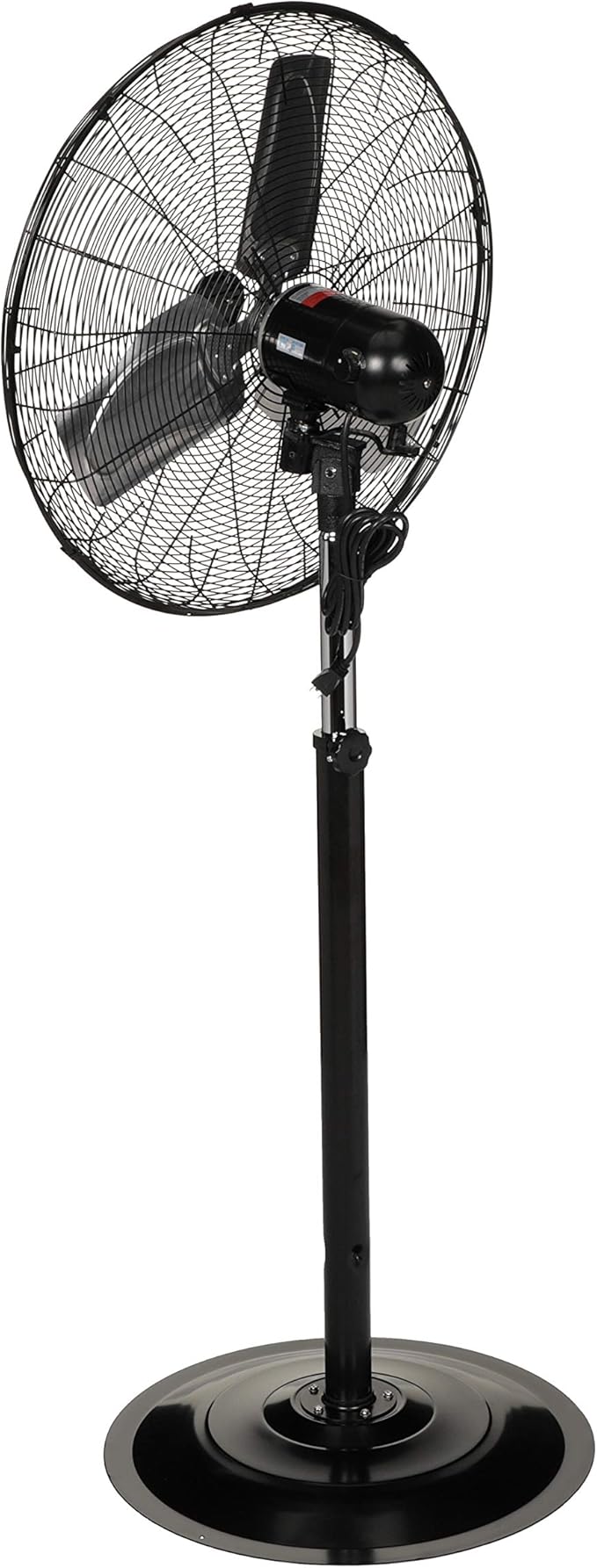TPI Corporation CACU24-PO Oscillating Commercial Pedestal Fan, 24" Blade Diameter, Unassembled, Includes Pedestal Mount Kit, 3 Speed 120 Volt Motor, 9' Cordset, Black