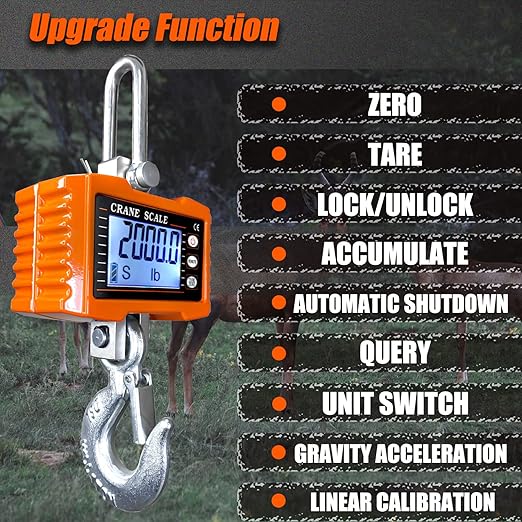 Hanging Scales Digital Weight, 2000LBS Crane Scale with Remote Control, High Precision Heavy Duty Industrial Scale with CE Certified for Farm, Deer, Hunting, Construction