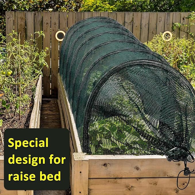 10 ft Portable Greenhouse with Quick-Release Tech Garden Tunnel Shade Net Cover, Sun & Heat Protection for Vegetables & Plants, Includes Hoops & Stakes(Green,1 Pack)