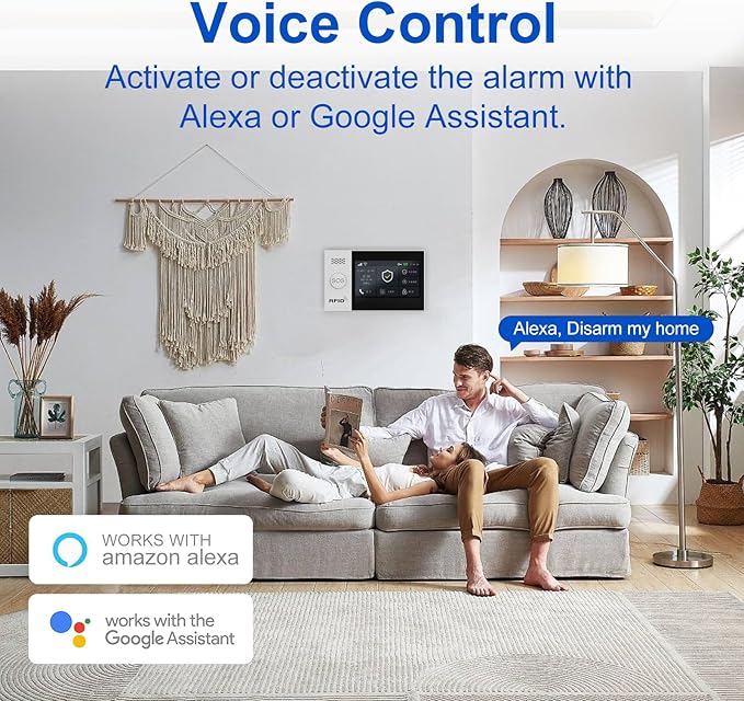 WiFi Wireless Alarm System for Home Security - 24/7 Protection Smart Home Devices 4.3" Touch Screen, GSM/4G+WiFi, App Instant Alerts, No Monthly Fee, Alexa Compatible for Villa, Kids Safety (21pcs)