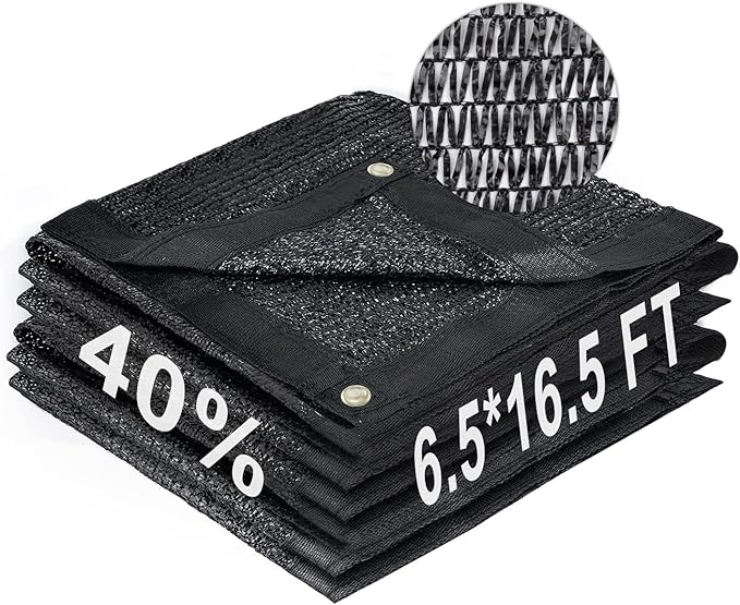 LOVE STORY 6.5x16.5FT 40% Black Shade Cloth Sun Shade Net with Grommets Sunblock Net Mesh Tarp for Garden,Plants Cover,Greenhouse and Patio