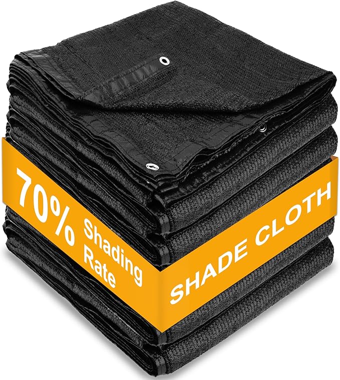 SPORTYOUTH 70% Sun Shade Cloth, 10x50 Ft Shade Mesh Tarp with Grommets, Black Sunblock Cover UV Resistant for Outdoor, Patio, Garden, Pergola, Greenhouse, Chicken Coop, RV, Canopy, Balcony, Barn