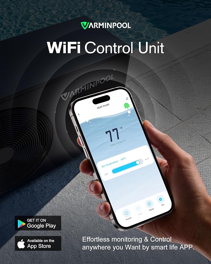 Pool Heat Pumps, 30,000 BTU Pool Heat Pump for Above Ground Pools Up to 7000 Gallons, WiFi Control, Titanium Heat Exchanger, 120V, Smart Inverter, V7 Plus