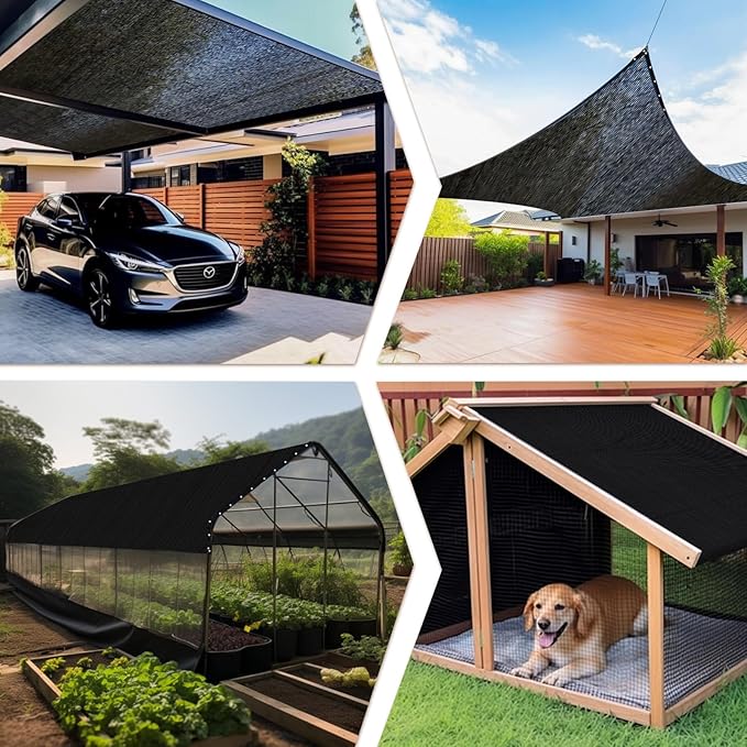 11' x 24' Shade Cloth - 70% Sun Protection Mesh Tarp with Grommets for Outdoor Use, Patio, Pergola, Greenhouse; Custom Black GN7002