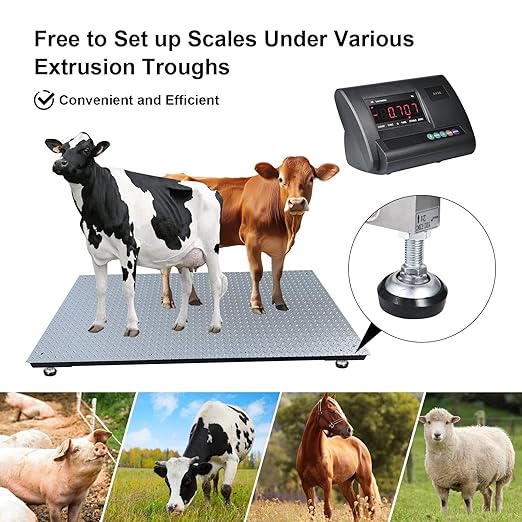 Livestock Scale 10000lbs Capacity | Precision Farm Animal Scales for Weighing | Digital Weighing Machine with 4 Two-Ton Sensors & Junction Box | Veterinary Scale for Goat, Pig, Cattle Sheep Horse