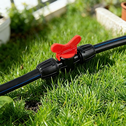 12 Pack 1/2 Inch Drip Irrigation Valve Fittings (1/2" ID x 0.6-0.65" OD), 1/2'' Dripline Barbed Shut Off Valve Connectors with Anti-Drop Lock Nuts for Garden Lawn Irrigation System Connection