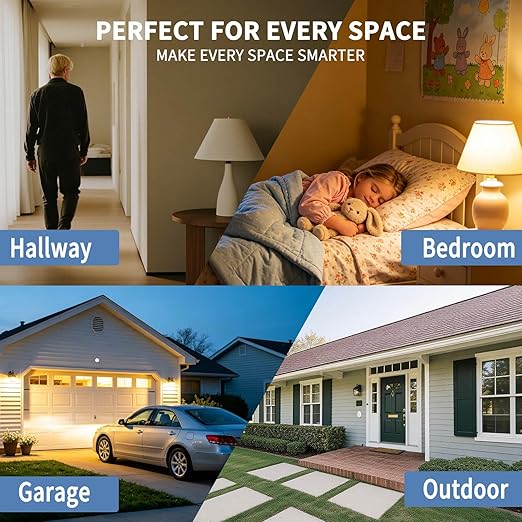 NineLeaf Wireless Motion Sensor Plug, PIR Sensor Outlet with Timer Setting to Auto Turn On/Off, Adjustable Detection Range, 15A/1500W Remote Control Plug for Christmas Lights, Fans(2Sensor 1Plug)